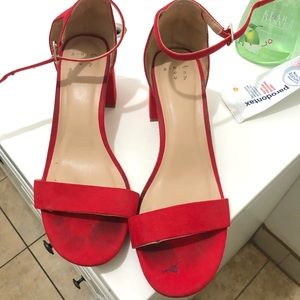 Red block shoes